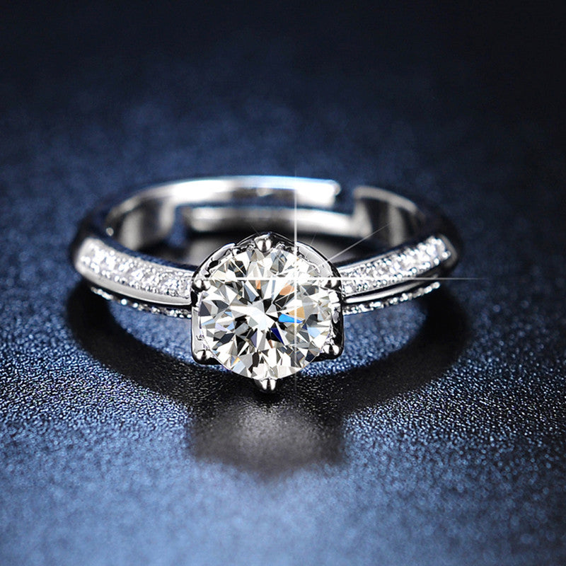 Jewels Galaxy Silver Plated AD Studded Contemporary Anti Tarnish Adjustable Finger Ring