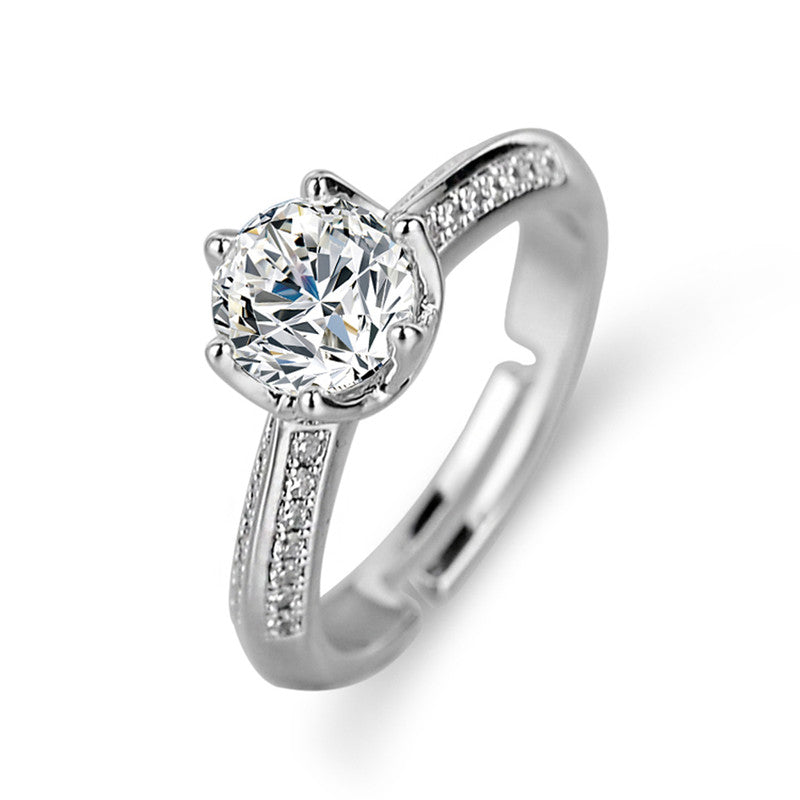 Jewels Galaxy Silver Plated AD Studded Contemporary Anti Tarnish Adjustable Finger Ring