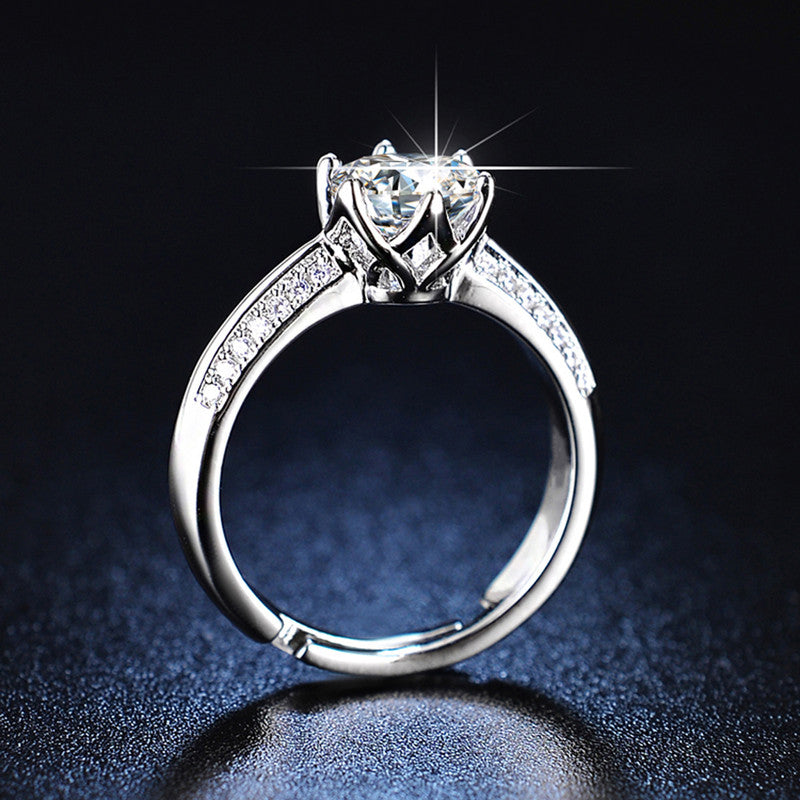 Jewels Galaxy Silver Plated AD Studded Contemporary Anti Tarnish Adjustable Finger Ring