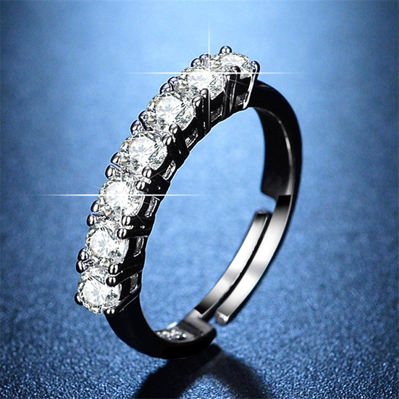 Jewels Galaxy Silver Plated AD Studded Contemporary Anti Tarnish Adjustable Round Finger Ring