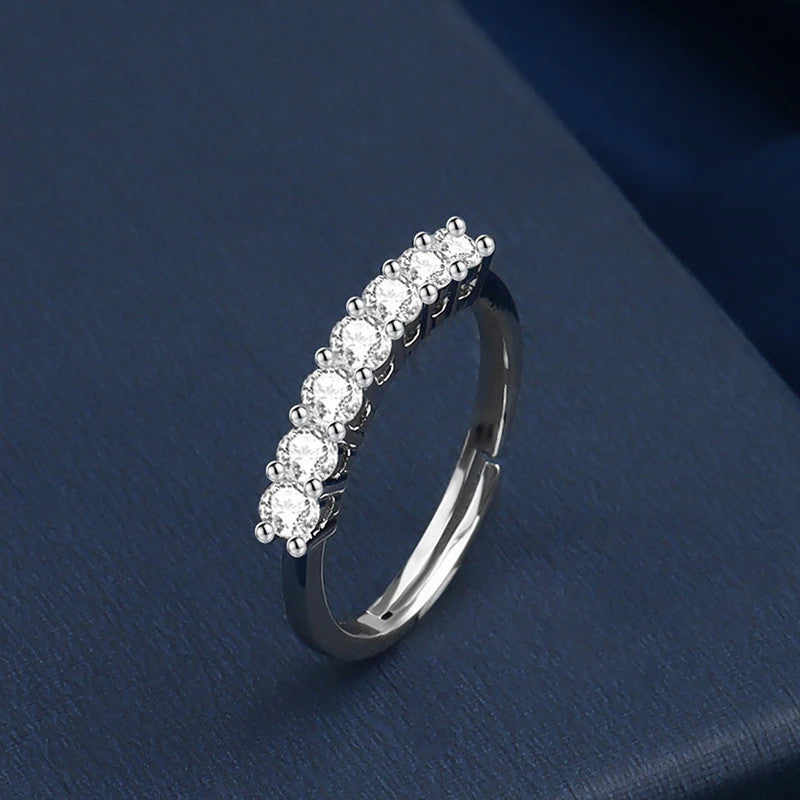 Jewels Galaxy Silver Plated AD Studded Contemporary Anti Tarnish Adjustable Round Finger Ring