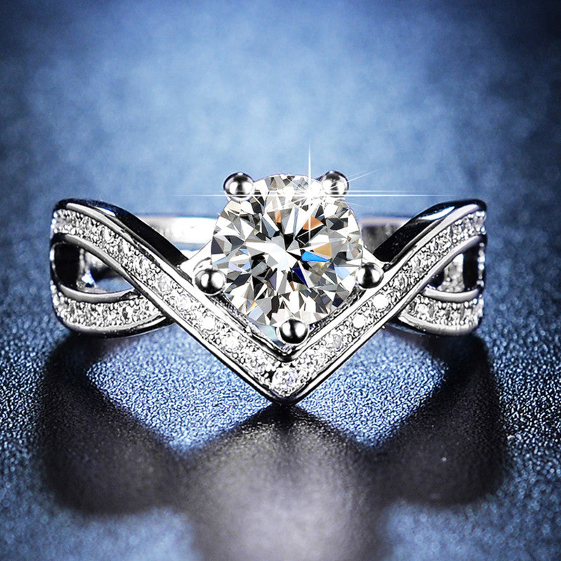 Jewels Galaxy Silver Plated AD Studded Contemporary Anti Tarnish Solitaire Adjustable Ring