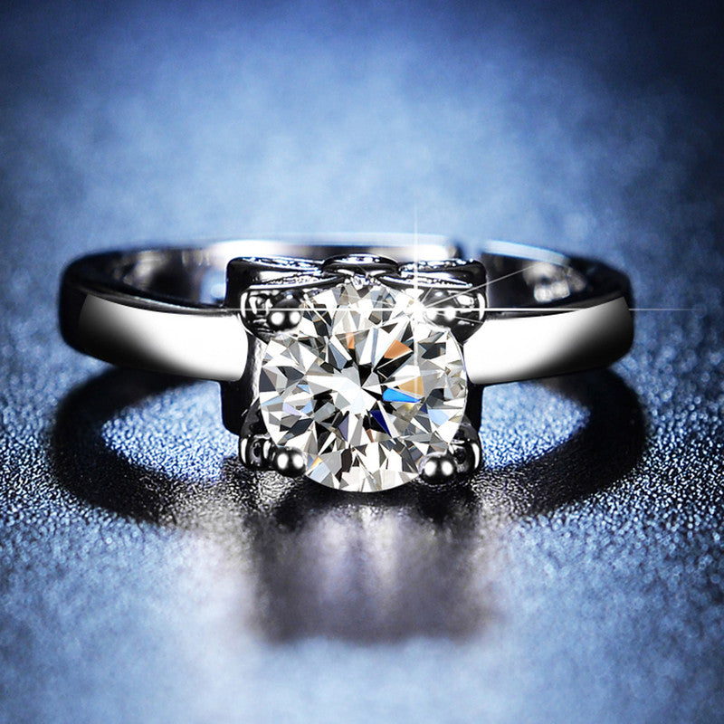 Jewels Galaxy Silver Plated AD Studded Butterfly Anti Tarnish Adjustable Round Finger Ring