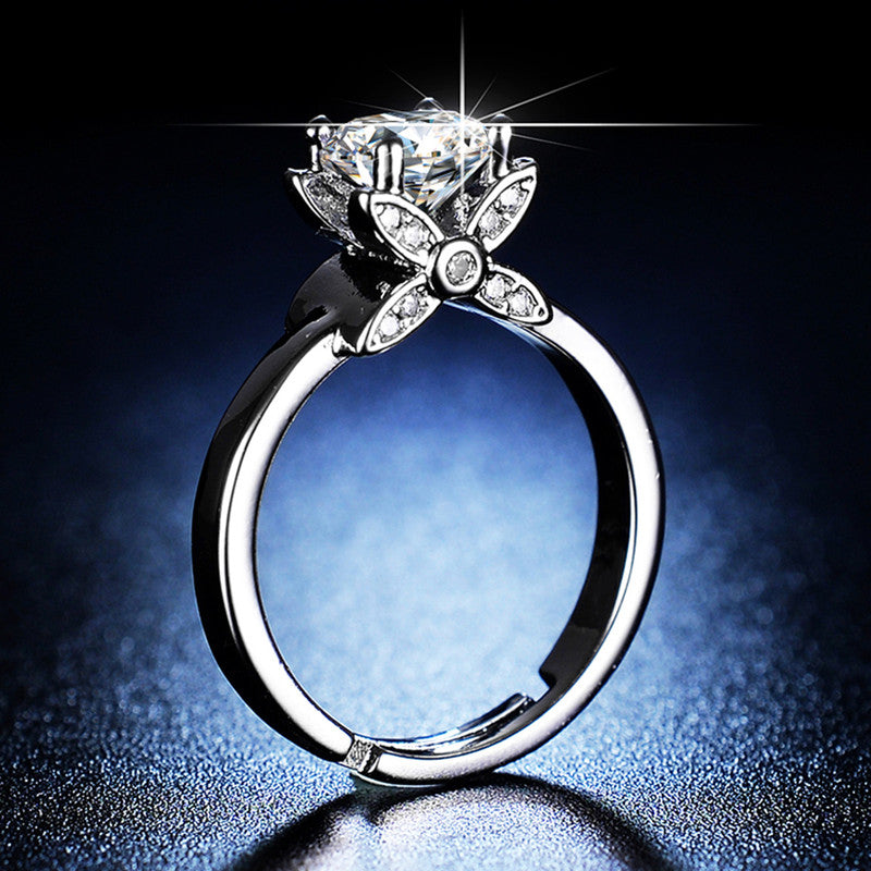 Jewels Galaxy Silver Plated AD Studded Butterfly Anti Tarnish Adjustable Round Finger Ring