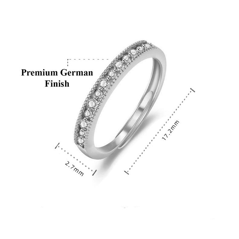 Jewels Galaxy Silver Plated American Diamond Studded Contemporary Korean Finger Ring