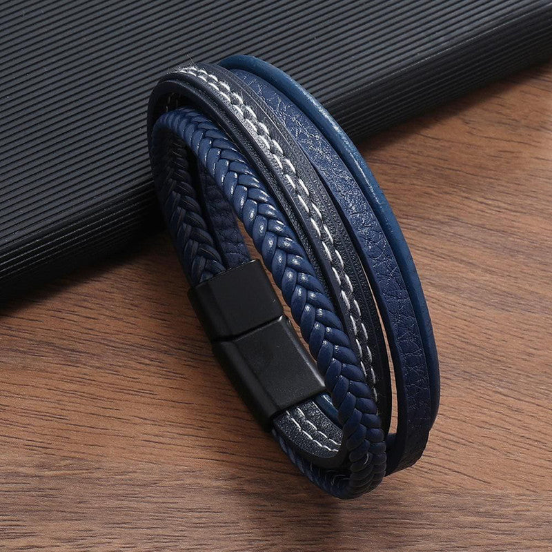 Jewels Galaxy Trending Leather Multi Layered Bracelet For Men (1 Pack 1 Bracelet)