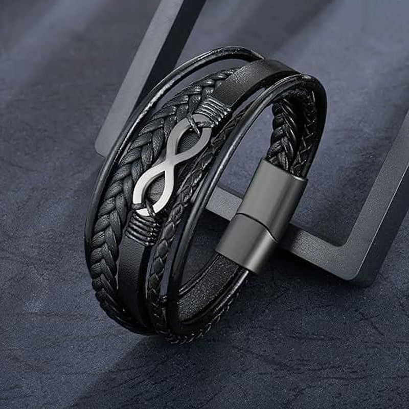 Jewels Galaxy Trending Leather Multi Layered Bracelet For Men (1 Pack 1 Bracelet)