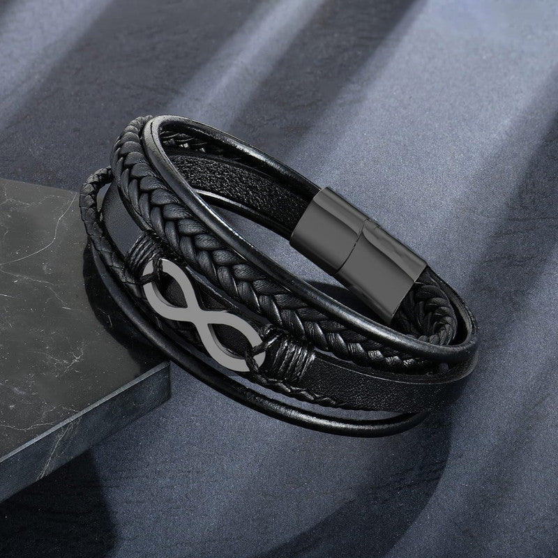 Jewels Galaxy Trending Leather Multi Layered Bracelet For Men (1 Pack 1 Bracelet)