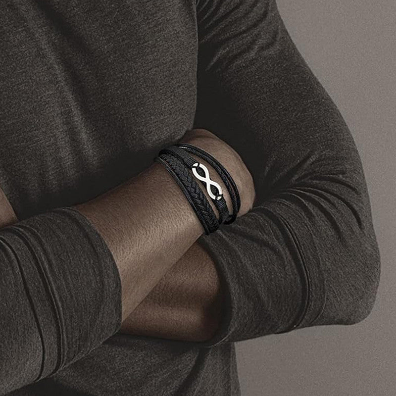 Jewels Galaxy Trending Leather Multi Layered Bracelet For Men (1 Pack 1 Bracelet)