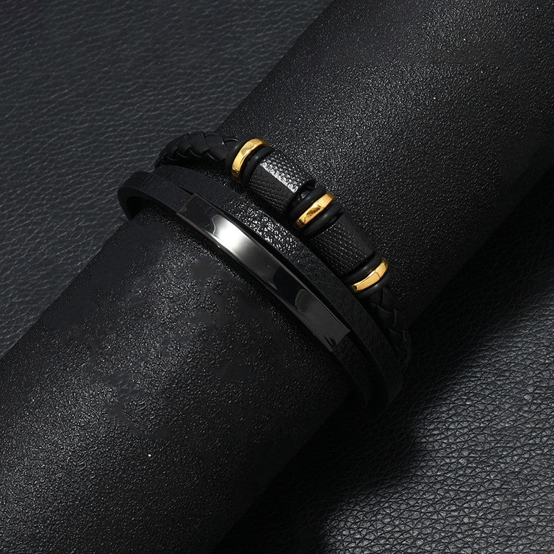 Jewels Galaxy Trending Leather Multi Layered Bracelet For Men (1 Pack 1 Bracelet)