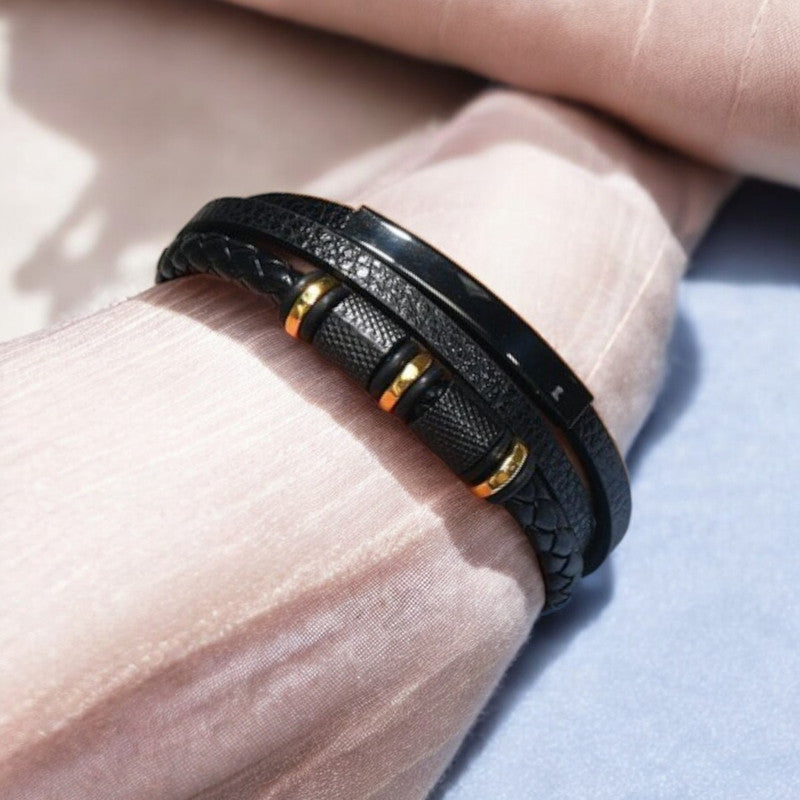 Jewels Galaxy Trending Leather Multi Layered Bracelet For Men (1 Pack 1 Bracelet)