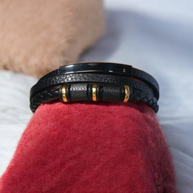 Jewels Galaxy Trending Leather Multi Layered Bracelet For Men (1 Pack 1 Bracelet)
