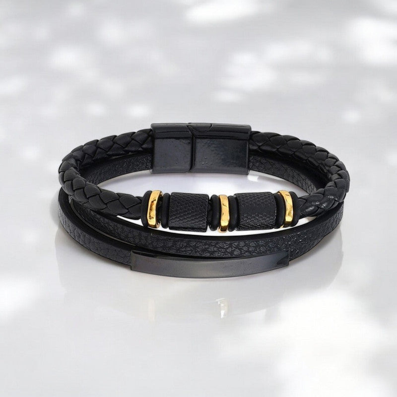 Jewels Galaxy Trending Leather Multi Layered Bracelet For Men (1 Pack 1 Bracelet)