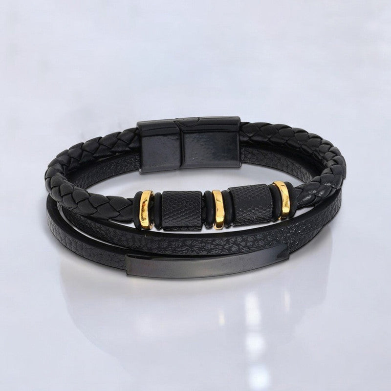 Jewels Galaxy Trending Leather Multi Layered Bracelet For Men (1 Pack 1 Bracelet)