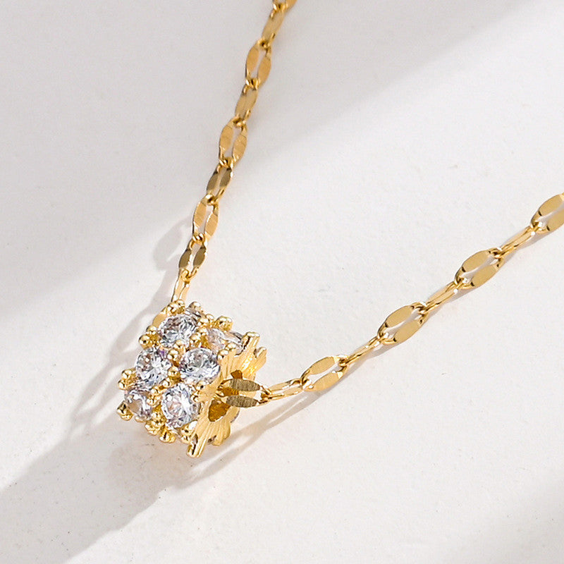 Jewels Galaxy CZ Embedded Pendant Rope Chain Necklace