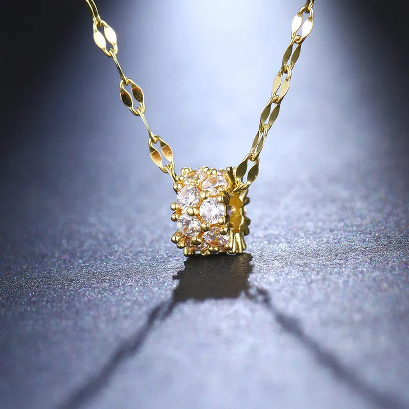Jewels Galaxy CZ Embedded Pendant Rope Chain Necklace