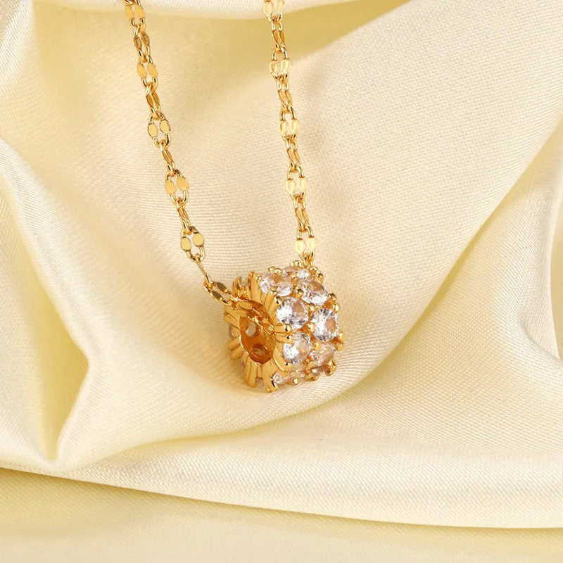 Jewels Galaxy CZ Embedded Pendant Rope Chain Necklace