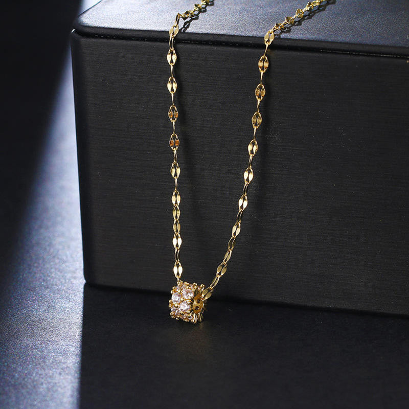 Jewels Galaxy CZ Embedded Pendant Rope Chain Necklace