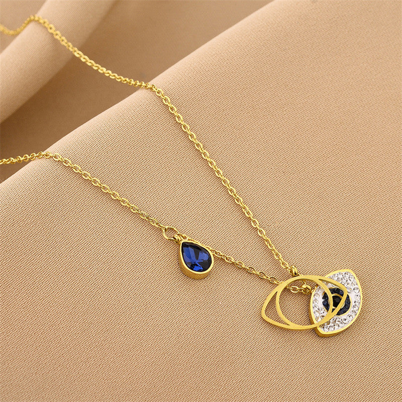 Jewels Galaxy Stainless Steel American Diamond Studded Evil Eye Anti-Tarnish Pendant Necklace