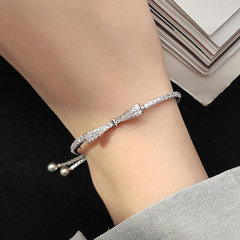 Jewels Galaxy Women Crystals Silver Plated Wraparound Bracelet