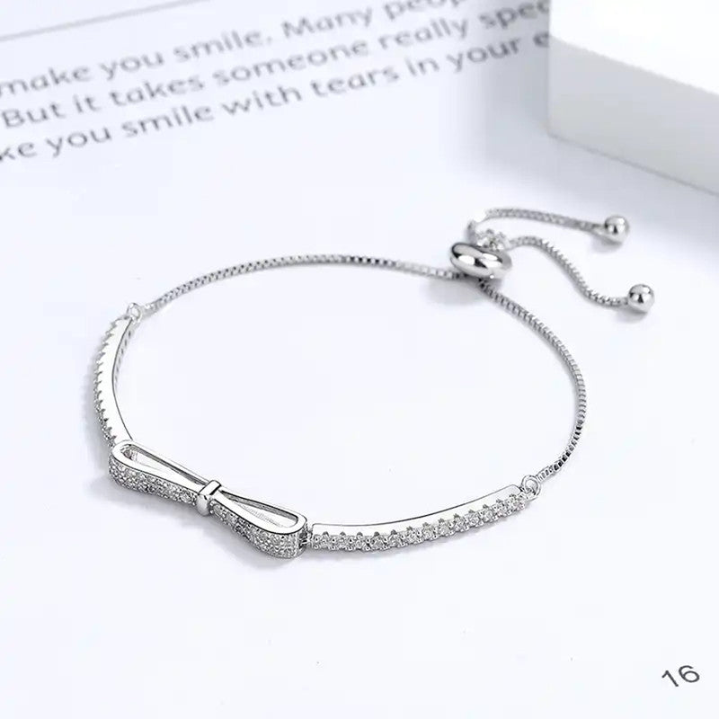 Jewels Galaxy Women Crystals Silver Plated Wraparound Bracelet