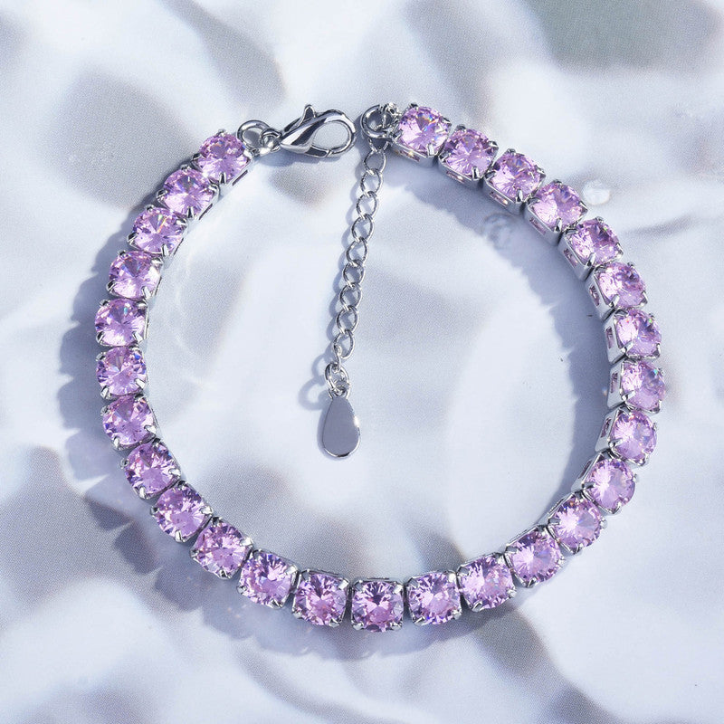 Jewels Galaxy Women American Diamond Silver Plated Wraparound Bracelet