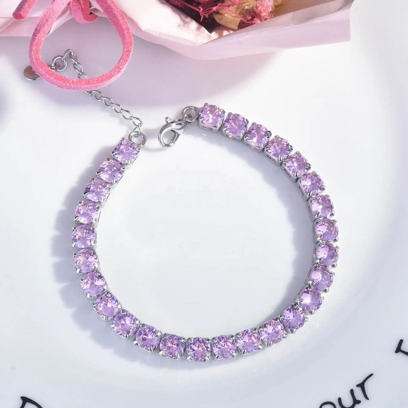 Jewels Galaxy Women American Diamond Silver Plated Wraparound Bracelet