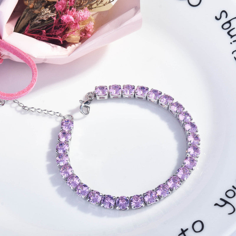 Jewels Galaxy Women American Diamond Silver Plated Wraparound Bracelet