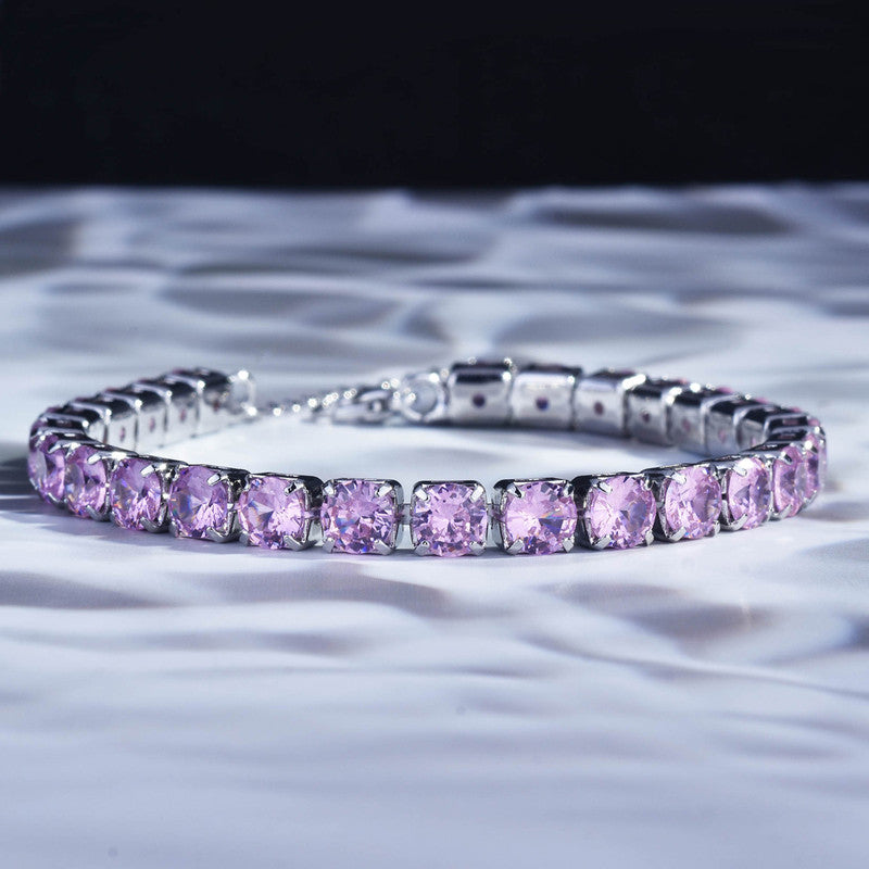 Jewels Galaxy Women American Diamond Silver Plated Wraparound Bracelet