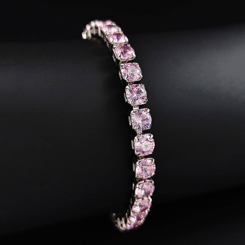 Jewels Galaxy Women American Diamond Silver Plated Wraparound Bracelet