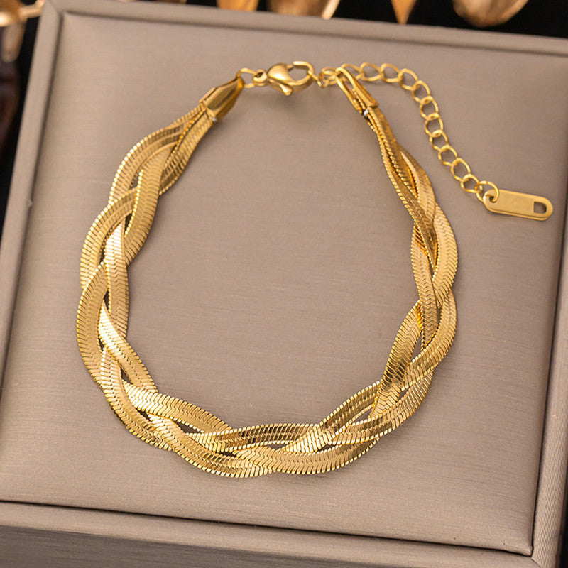 Jewels Galaxy Gold-Plated Anti Tarnish Thick Snake Chain Bracelet