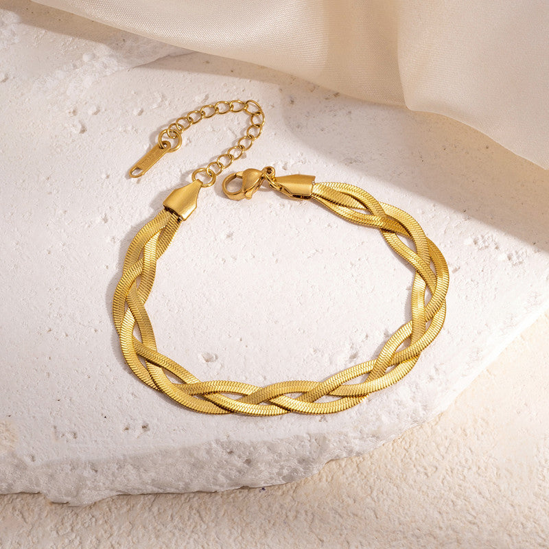Jewels Galaxy Gold-Plated Anti Tarnish Thick Snake Chain Bracelet