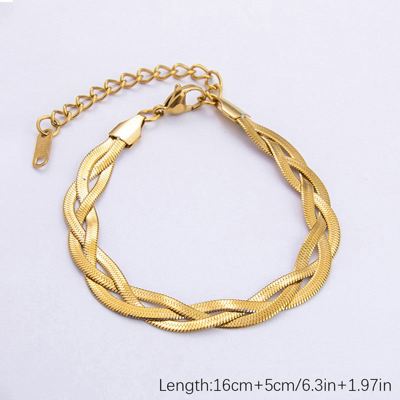 Jewels Galaxy Gold-Plated Anti Tarnish Thick Snake Chain Bracelet