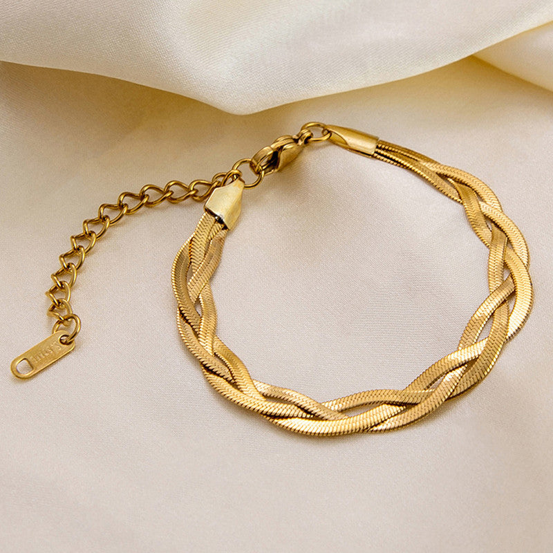 Jewels Galaxy Gold-Plated Anti Tarnish Thick Snake Chain Bracelet