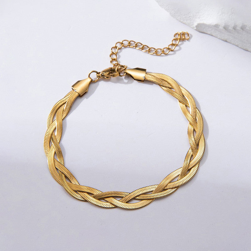 Jewels Galaxy Gold-Plated Anti Tarnish Thick Snake Chain Bracelet