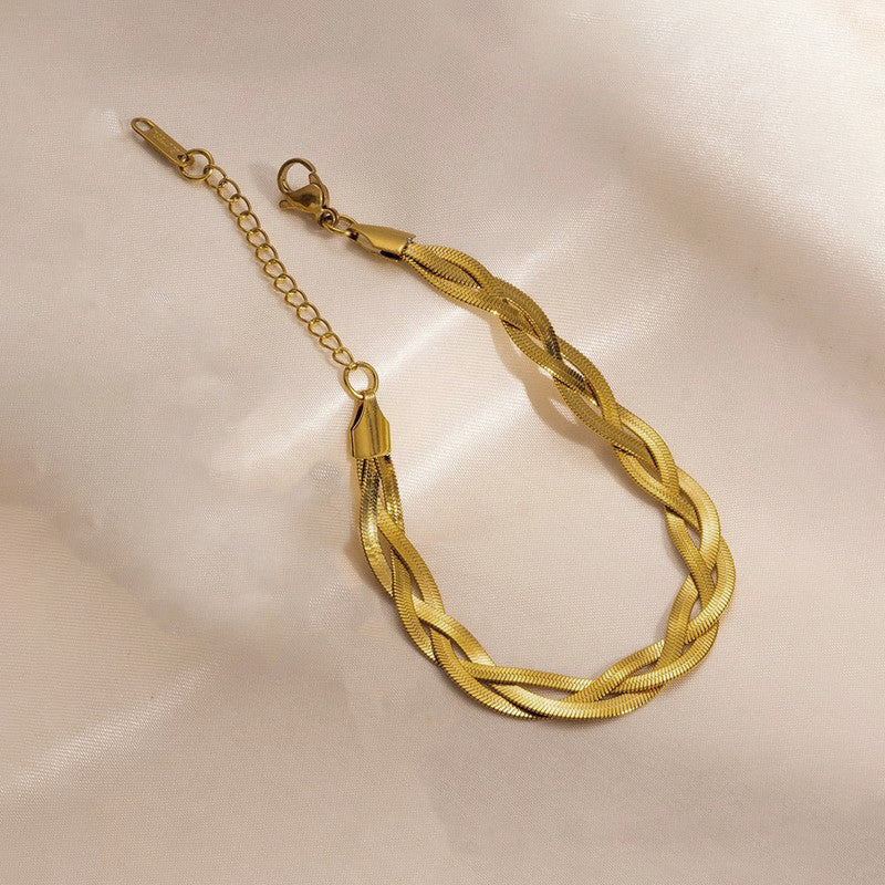 Jewels Galaxy Gold-Plated Anti Tarnish Thick Snake Chain Bracelet