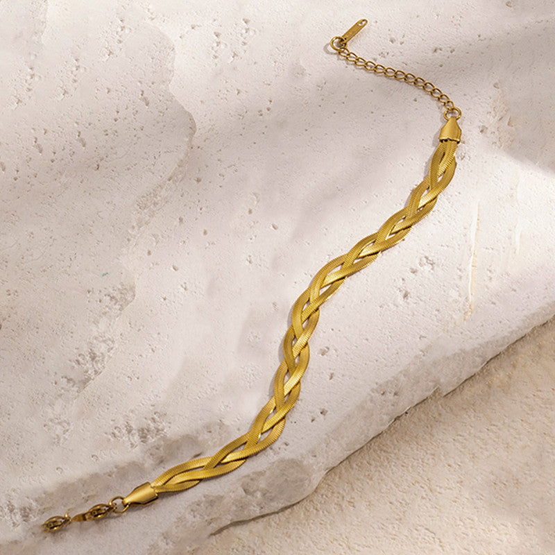 Jewels Galaxy Gold-Plated Anti Tarnish Thick Snake Chain Bracelet