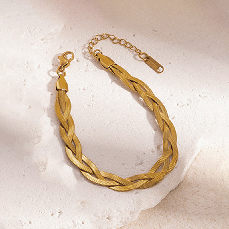Jewels Galaxy Gold-Plated Anti Tarnish Thick Snake Chain Bracelet