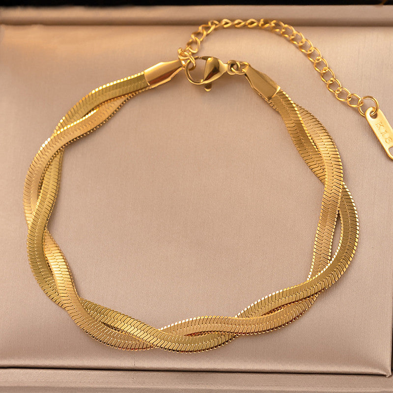 Jewels Galaxy Gold-Plated Anti Tarnish Thick Snake Chain Bracelet