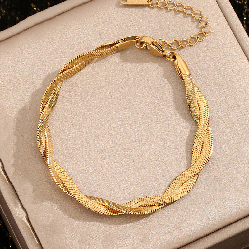 Jewels Galaxy Gold-Plated Anti Tarnish Thick Snake Chain Bracelet