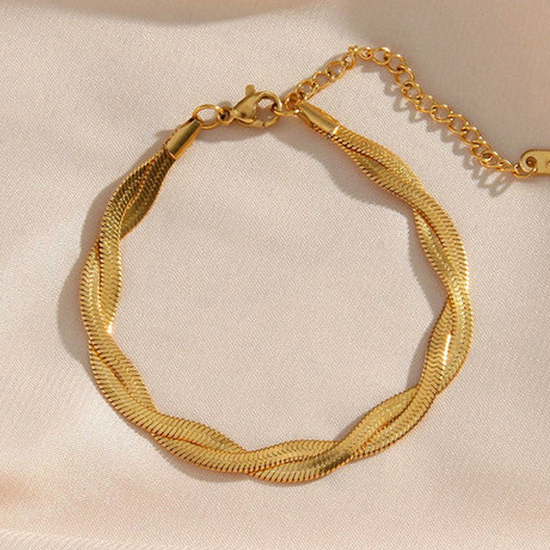 Jewels Galaxy Gold-Plated Anti Tarnish Thick Snake Chain Bracelet