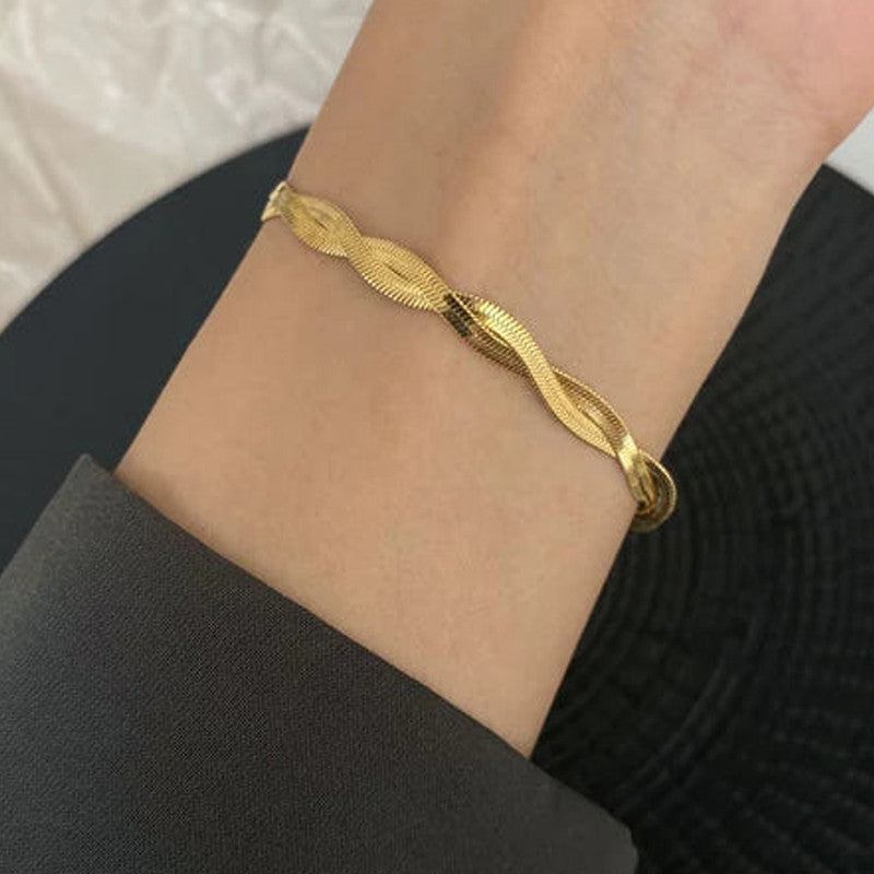 Jewels Galaxy Gold-Plated Anti Tarnish Thick Snake Chain Bracelet