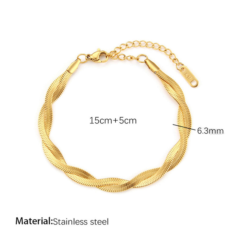 Jewels Galaxy Gold-Plated Anti Tarnish Thick Snake Chain Bracelet