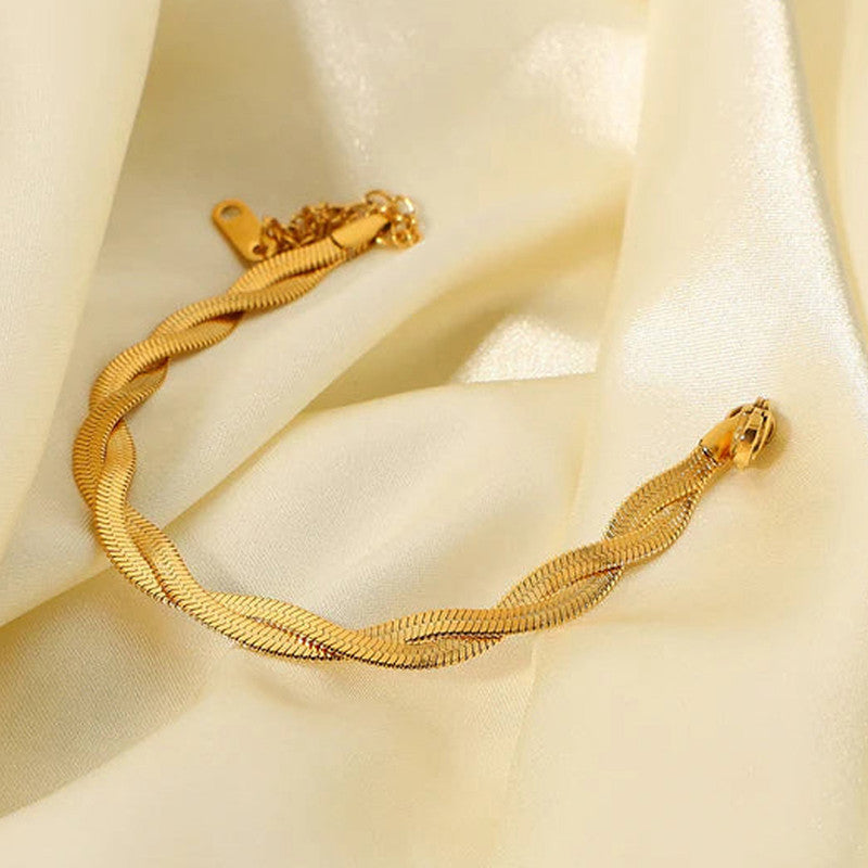 Jewels Galaxy Gold-Plated Anti Tarnish Thick Snake Chain Bracelet