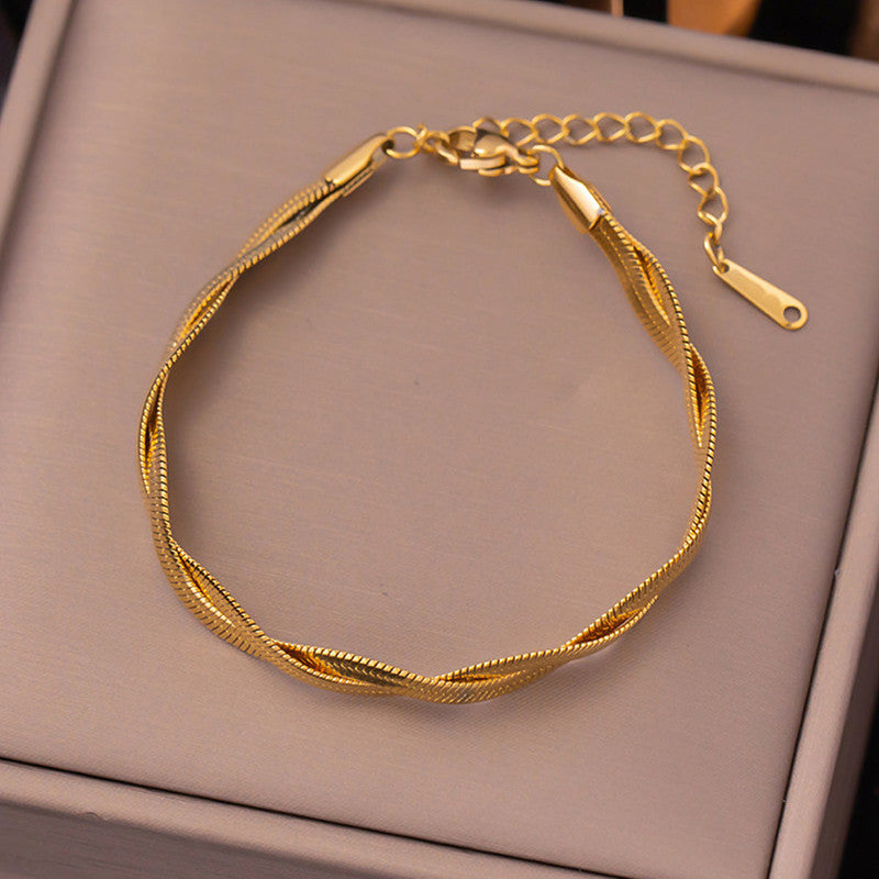 Jewels Galaxy Gold-Plated Anti Tarnish Thick Snake Chain Bracelet