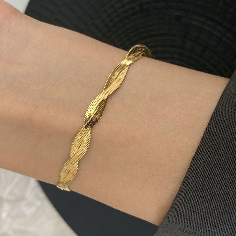 Jewels Galaxy Gold-Plated Anti Tarnish Thick Snake Chain Bracelet