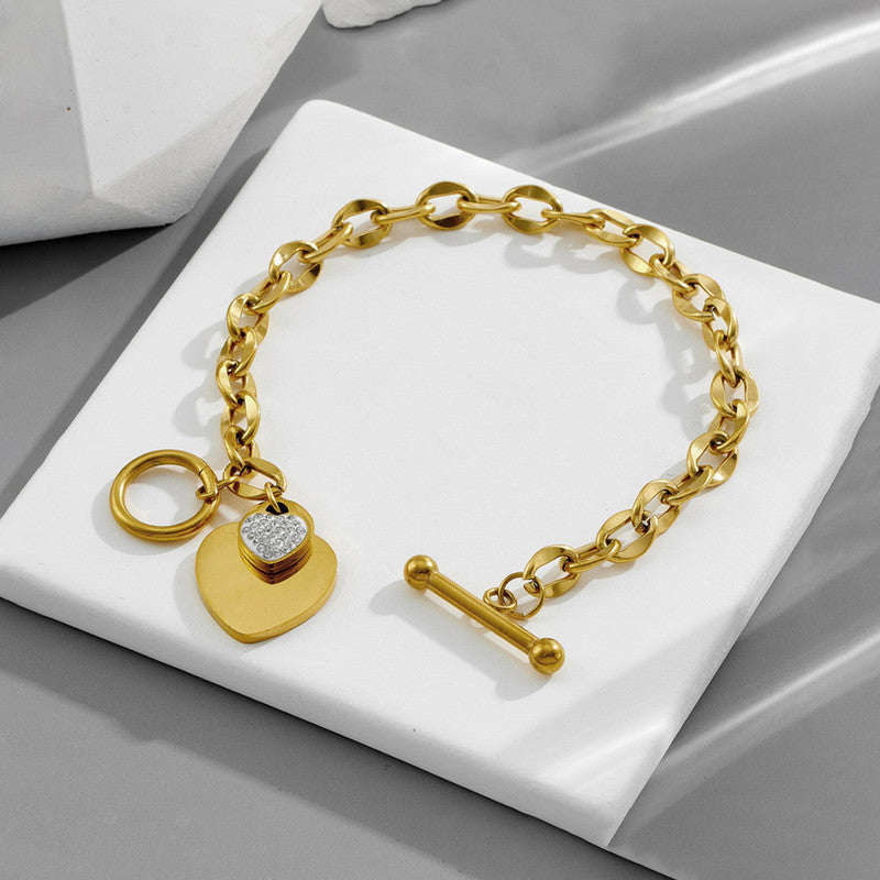 Jewels Galaxy Anti Tarnish Heart Themed Charm Bracelet
