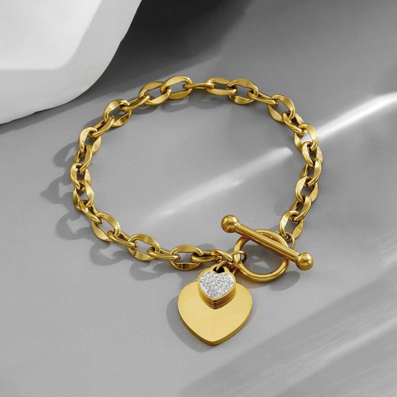 Jewels Galaxy Anti Tarnish Heart Themed Charm Bracelet