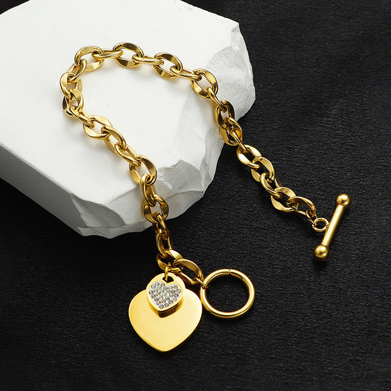 Jewels Galaxy Anti Tarnish Heart Themed Charm Bracelet