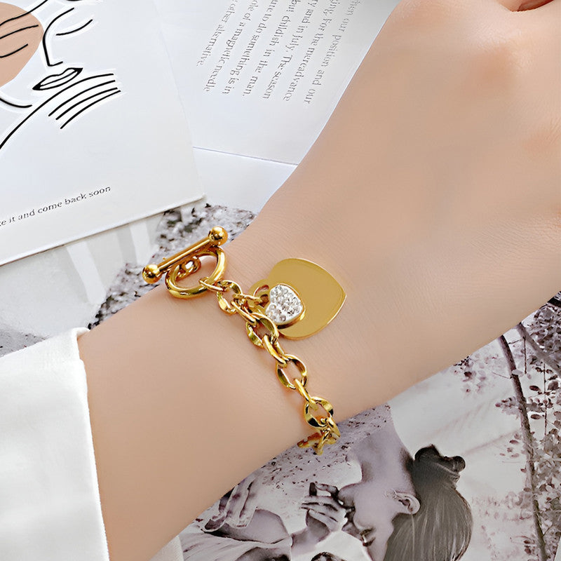 Jewels Galaxy Anti Tarnish Heart Themed Charm Bracelet